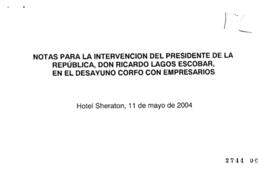 Notas para Intervención del Presidente de la República en Desayuno Corfo con Empresarios