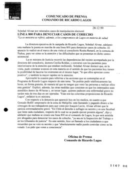 Línea 800 para denunciar casos de cohecho. Soledad Alvear por reiterados casos de manipulación el...