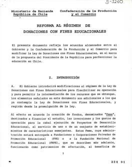 Minuta relativa a Reforma al Régimen de Donaciones con Fines Educacionales