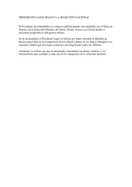 Felicita a Selección Nacional