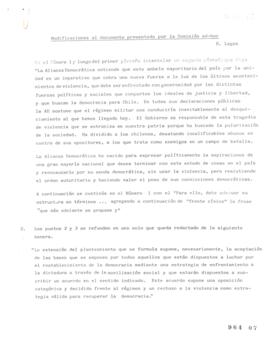 Modificaciones propuestas por R.L. al Documento Resumen y conclusiones del debate del Comité Cent...