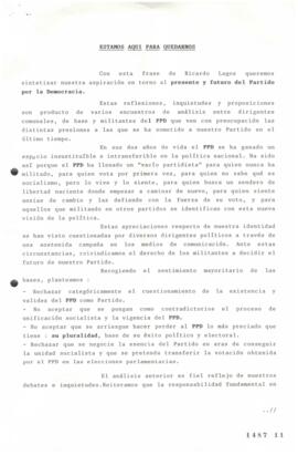 Estamos Aquí para quedarnos. Declaración de Presidentes de Comunales Metropolitanos del Partido P...