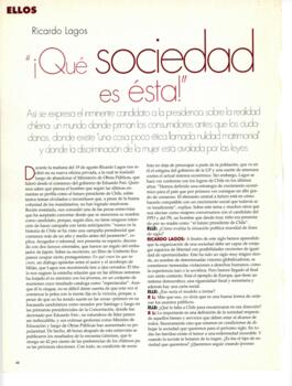 Ricardo Lagos: Qué sociedad es ésta. Entrevista