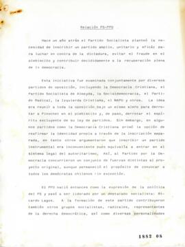 Minuta relativa a la Relación entre el Partido Socialista y el Partido Por la Democracia