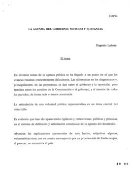 La agenda del gobierno: método y sustancia