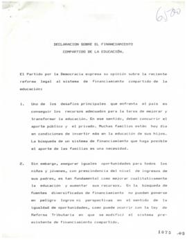 Declaración sobre el Financiamiento Compartido de la Educación