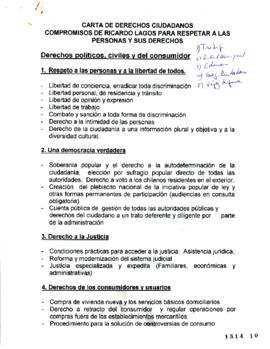 Carta de Derechos Ciudadanos. Compromisos de Ricardo Lagos para Respetar a las Personas y sus Der...