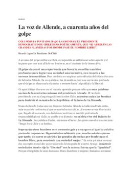 La voz de Allende, a cuarenta años del golpe. Columna de opinión