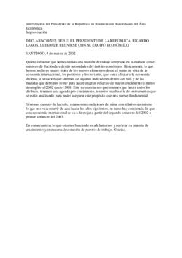 Intervención del Presidente de la República en Reunión con Autoridades del Área Económica