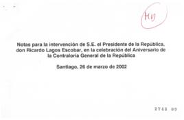 Notas para Discurso del Presidente de la República en Aniversario de Contraloría General de la Re...