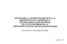 Notas para Discurso en VII Congreso de Asociación Chilena de Municipalidades