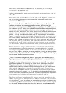 Intervención del Presidente de la República en 10º Encuentro del Adulto Mayor