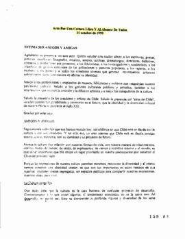Acto por una cultura libre y al alcance de todos. Discurso del Candidato Presidencial Ricardo Lagos