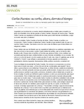 Carlos Fuentes: su verbo ahora, derrota el tiempo. Artículo