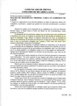 En discurso posterior a inscripción. Seguro de desempleo: primera tarea en Gobierno de Lagos. Com...