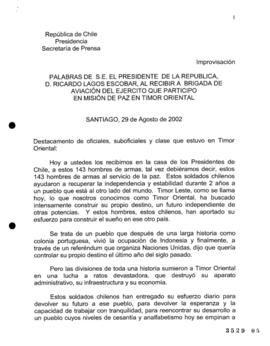 Palabras de S.E. el Presidente de la República, D. Ricardo Lagos Escobar, al Recibir a Brigada de...