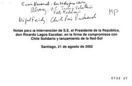 Notas para Discurso del Presidente de la República en Firma de Compromisos con Chile Solidario y ...