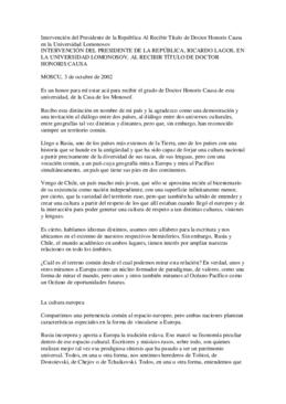 Intervención del Presidente de la República Al Recibir Título de Doctor Honoris Causa en la Unive...