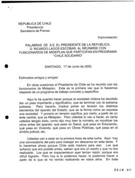 Palabras de S.E. el Presidente de la República, D. Ricardo Lagos Escobar, al Reunirse con Funcion...