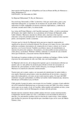 Intervención del Presidente de la República en Cena en Honor del Rey de Marruecos - Señor Mohamme...