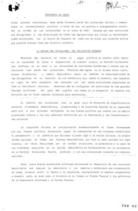 Propuesta de Carta relativa a Unidad de Socialistas en Chile