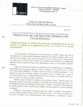 Solo un 4 por ciento de los delitos termina con una sentencia. Lagos en Fundación Paz Ciudadana s...