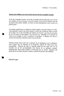 Declaración Pública con motivo de la muerte de don Leopoldo Castedo