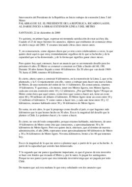 Intervención del Presidente de la República en Inicio trabajos de extensión Línea 5 del Metro