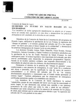 Queremos un futuro en salud basado en la solidaridad. Comisión de salud de Lagos