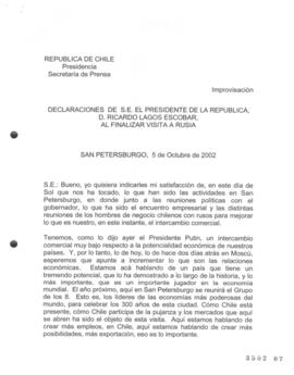 Palabras de S.E. el Presidente de la República, D. Ricardo Lagos Escobar, al visitar Planta de Em...
