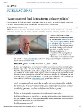 Estamos ante el final de una forma de hacer política. Entrevista