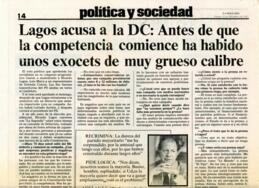 Núñez llamó a aumentar el apoyo del PS a la opción presidencial de Ricardo Lagos. Artículo de prensa