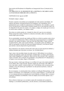 Intervención del Presidente de la República en Inauguración Nueva Comisaría de La Pincoya