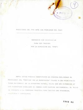 Documento de Trabajo relativo a Propuestas del Partido Por la Democracia ante Problemas Nacionales