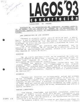 Comunicado de Prensa relativo a Intervención de Ricardo Lagos en Escuela de Verano de Universidad...