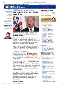 Lagos propone nuevo plan para Irak. Artículo de prensa