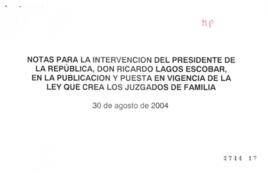 Notas para Discurso del Presidente de la República en Publicación y Puesta en Vigencia de Ley de ...