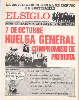 El Siglo: 7 de octubre Huelga General. Compromiso de Patriota