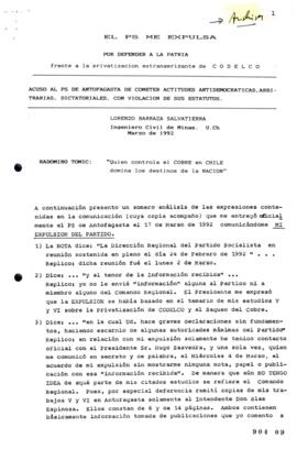 El PS me expulsa por defender a la patria frente a la privatización extranjerizante de Codelco