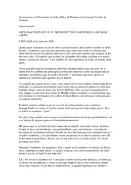 Declaraciones de S.E. el Presidente de la República Ricardo Lagos