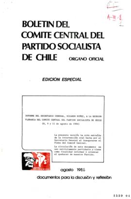 Informe del Secretario General, Ricardo Nuñez, a la reunión plenaria del Comité Central del Parti...