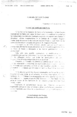 Comunicado de Prensa relativo a Fallo de extradición de Pinochet a España