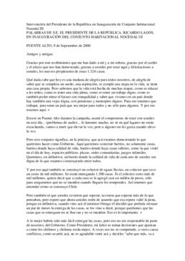 Intervención del Presidente de la República en Inauguración de Conjunto habitacional Nocedal III