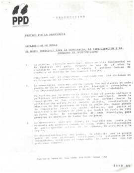 Declaración de Ñuble del Partido Por la Democracia relativa a Municipios y Democracia