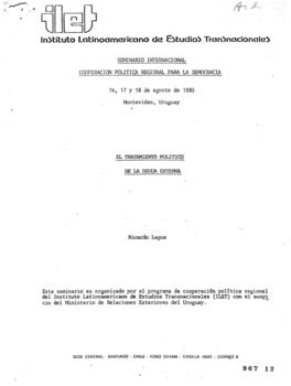 El tratamiento político de la deuda externa. Seminario Internacional Cooperación Política Regiona...