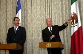 Conferencia de Prensa al recibir a Presidente de México, Vicente Fox