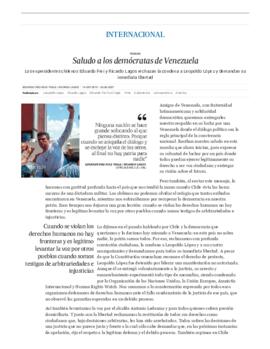Saludo a los demócratas de Venezuela. Carta abierta