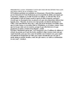 Reconocimiento a Marcelo Ríos y copa Davis