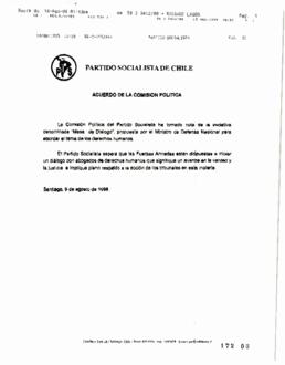 Acuerdo de la Comisión Política. Partido Socialista