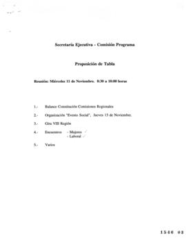 Secretaría Ejecutiva Comisión Programa Proposición Tabla Reunión